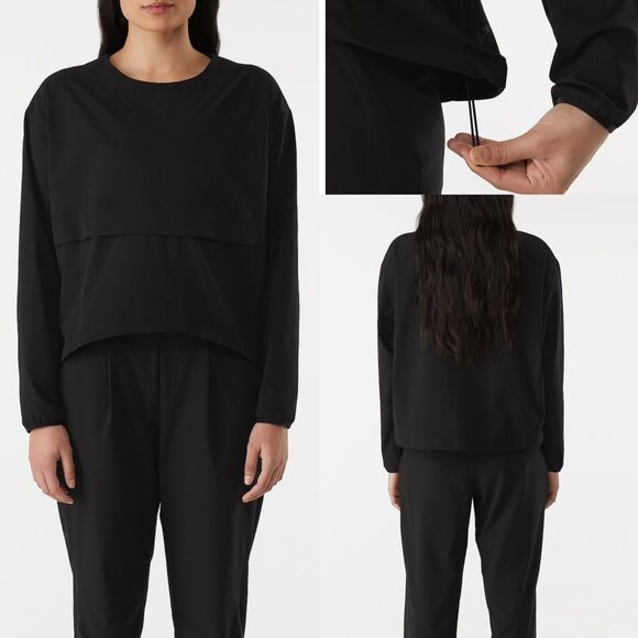 Arc’teryx Women's Contenta Pullover Cropped Light Weight Top Black - Picture 1 of 15